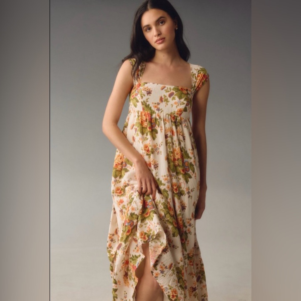 Floral Fall/Autumn Square Neck Maxi Dress